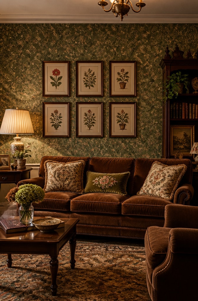 Vintage Botanical Brown and Green Lounge