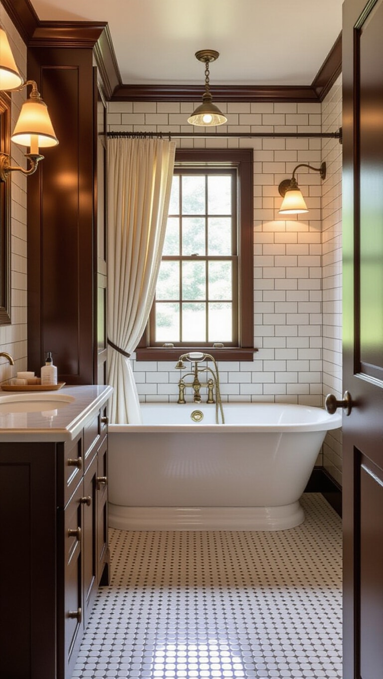 Vintage Brown Cabinets Bathroom Charm