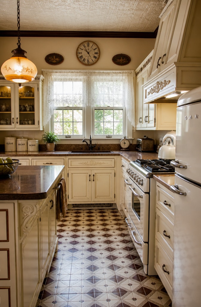 Vintage Cream and Chestnut Brown Kitchen