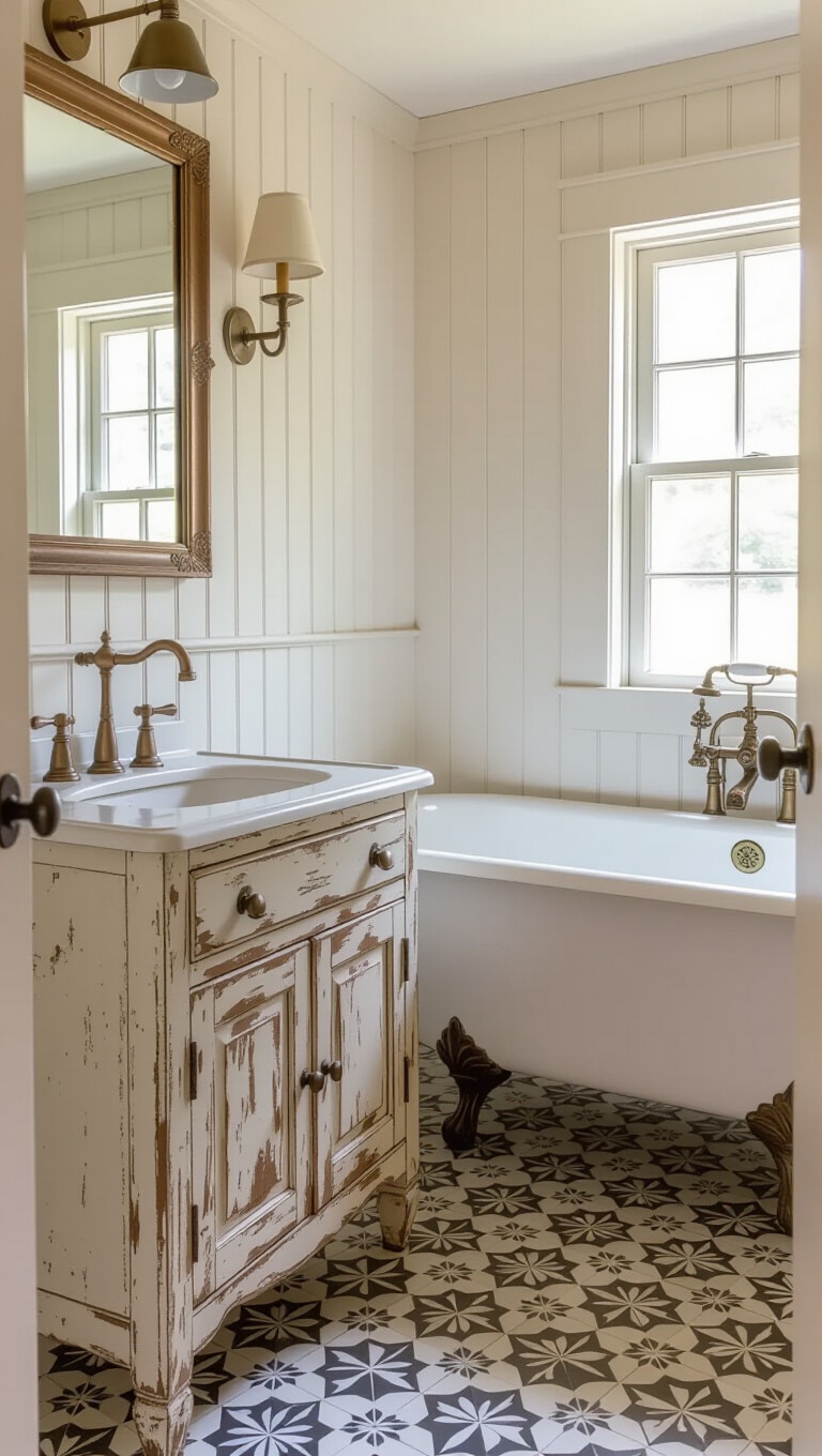 Vintage Farmhouse Guest Bathroom
