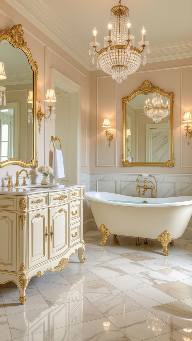 Vintage Glamour Calcutta Gold Marble Bathroom