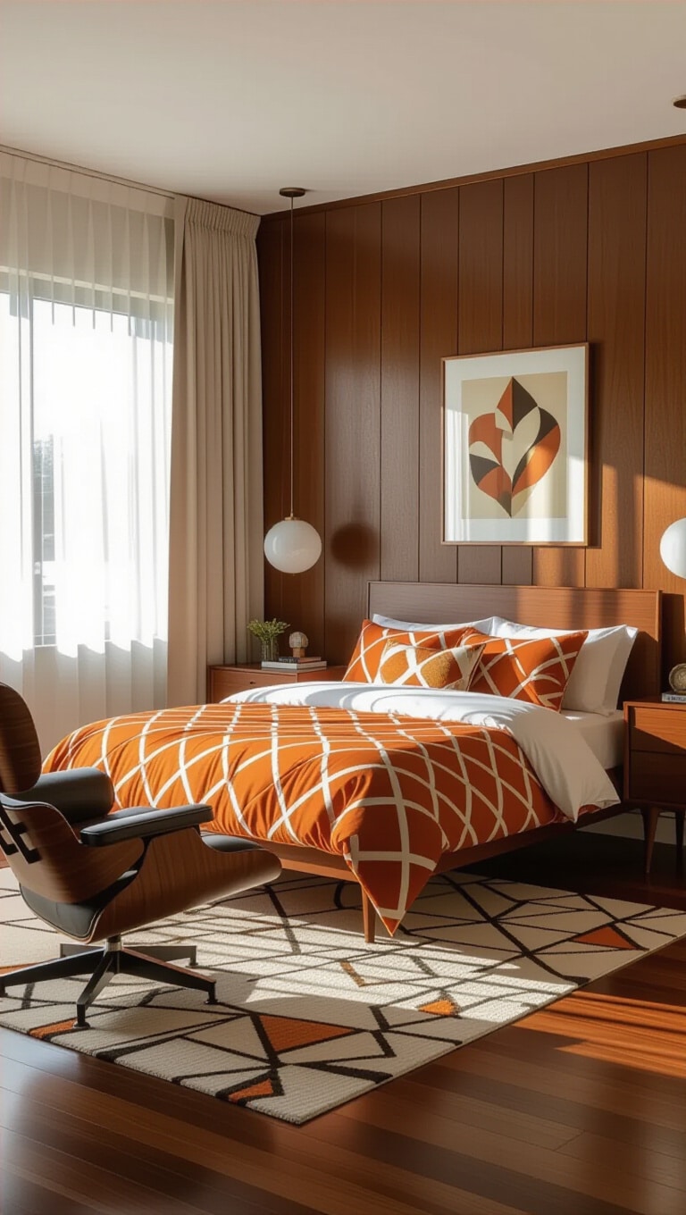 Vintage Mid-Century Brown Bedroom