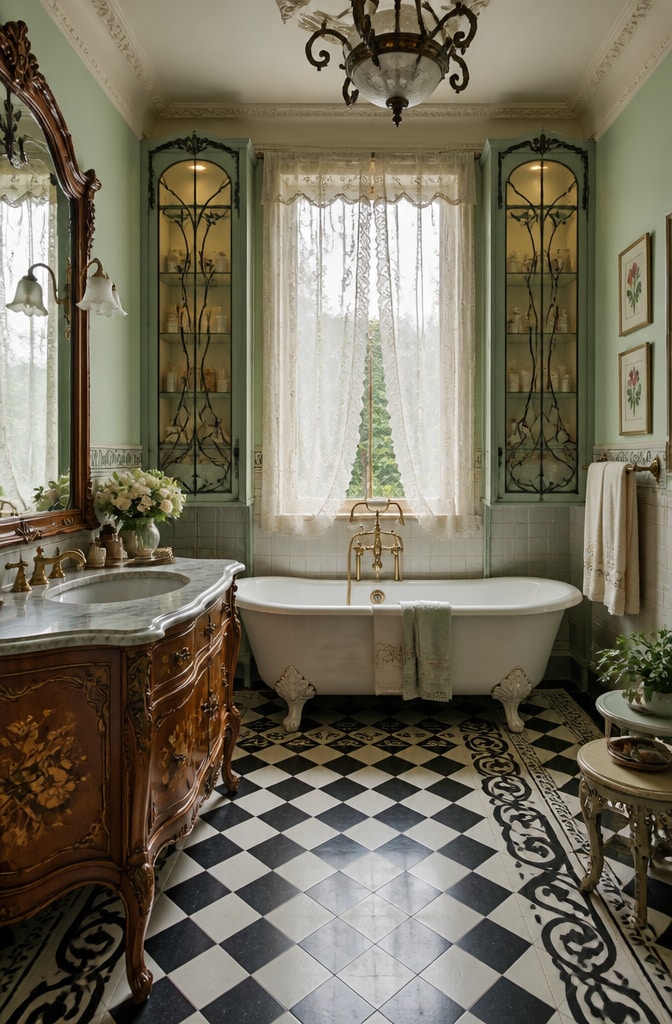 Vintage Parisian Art Nouveau Bathroom