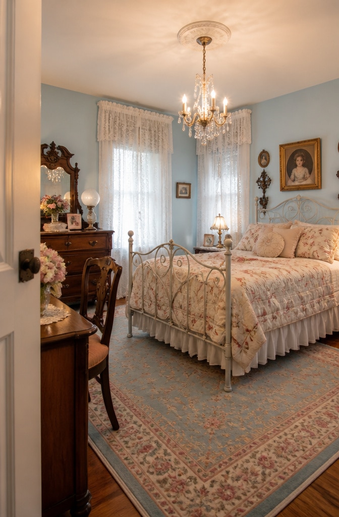 Vintage Powder Blue Bedroom Charm