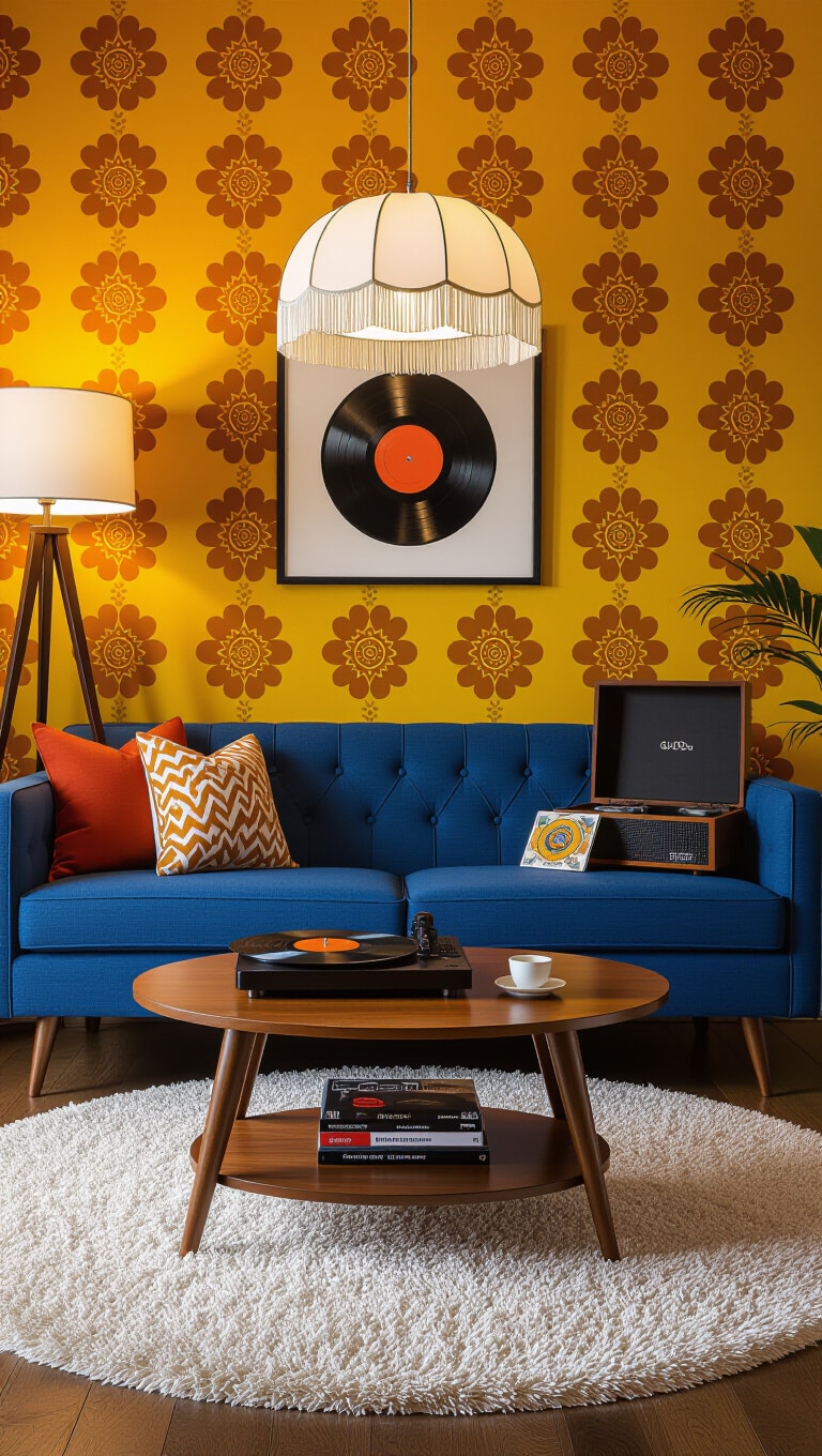 Vintage Retro Blue Sofa Living Room