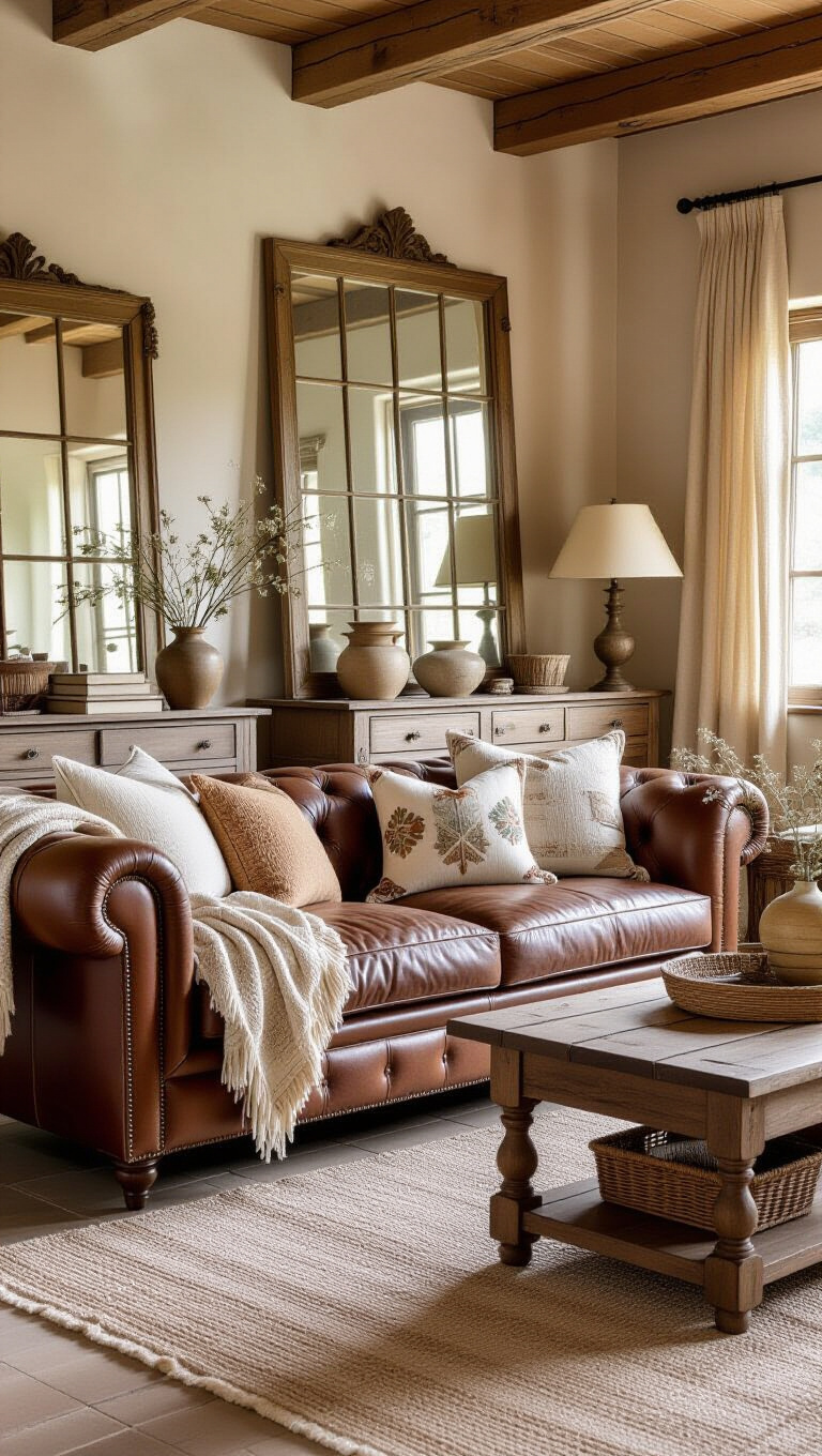 Vintage Rustic Light Brown Living Room