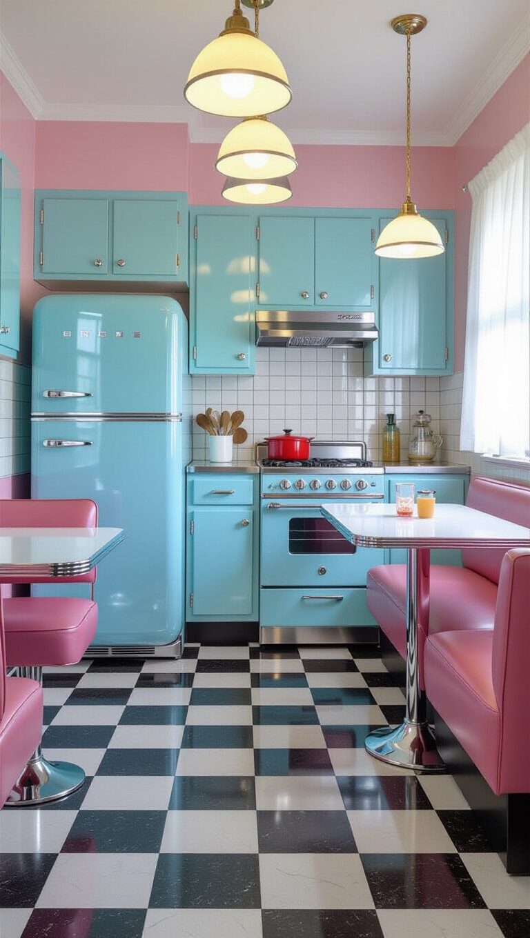 Vintage Sky Blue Retro Kitchen