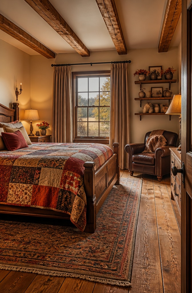 Warm Autumnal Country Farmhouse Bedroom