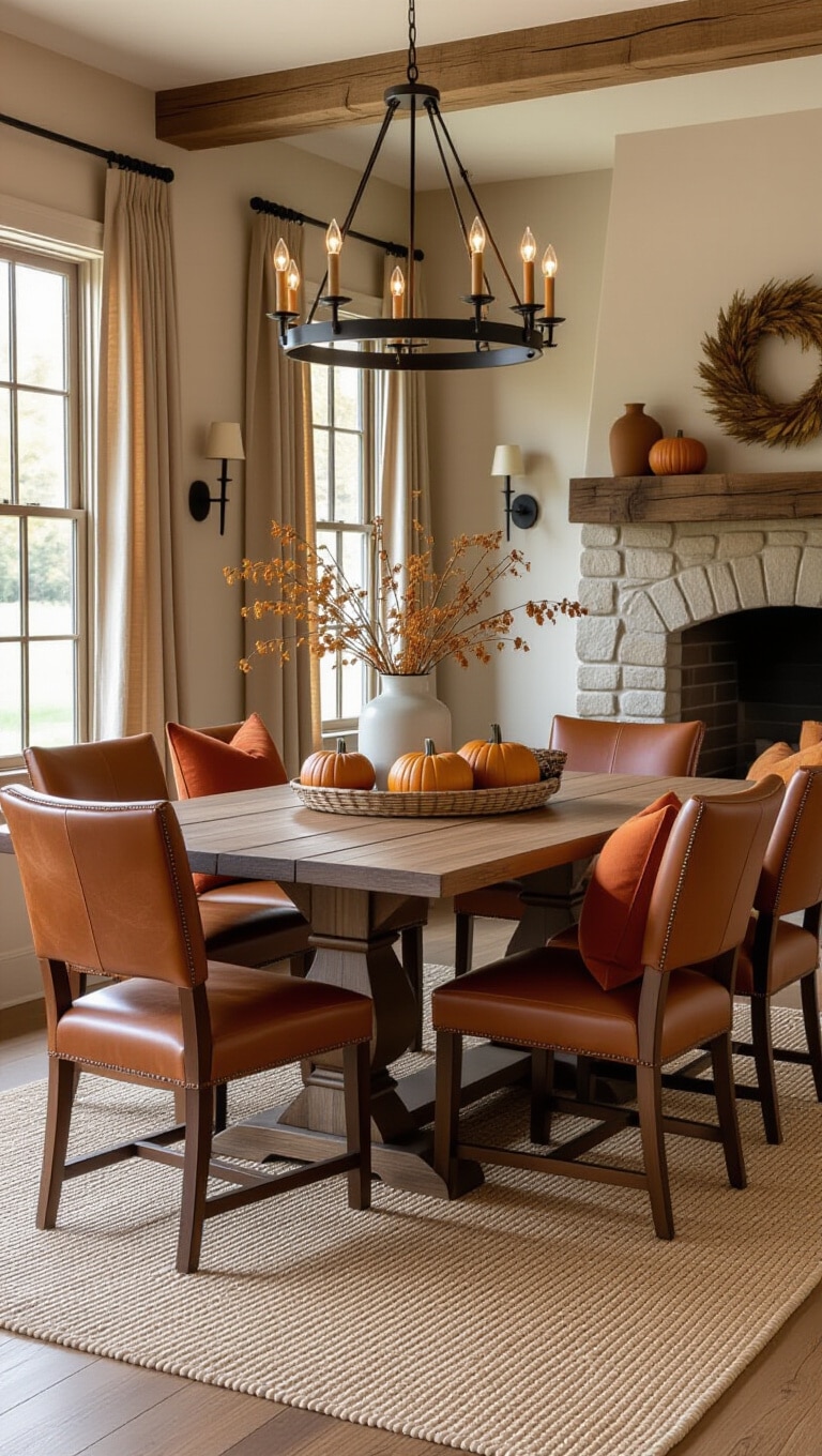 Warm Autumnal Farmhouse Dining Room