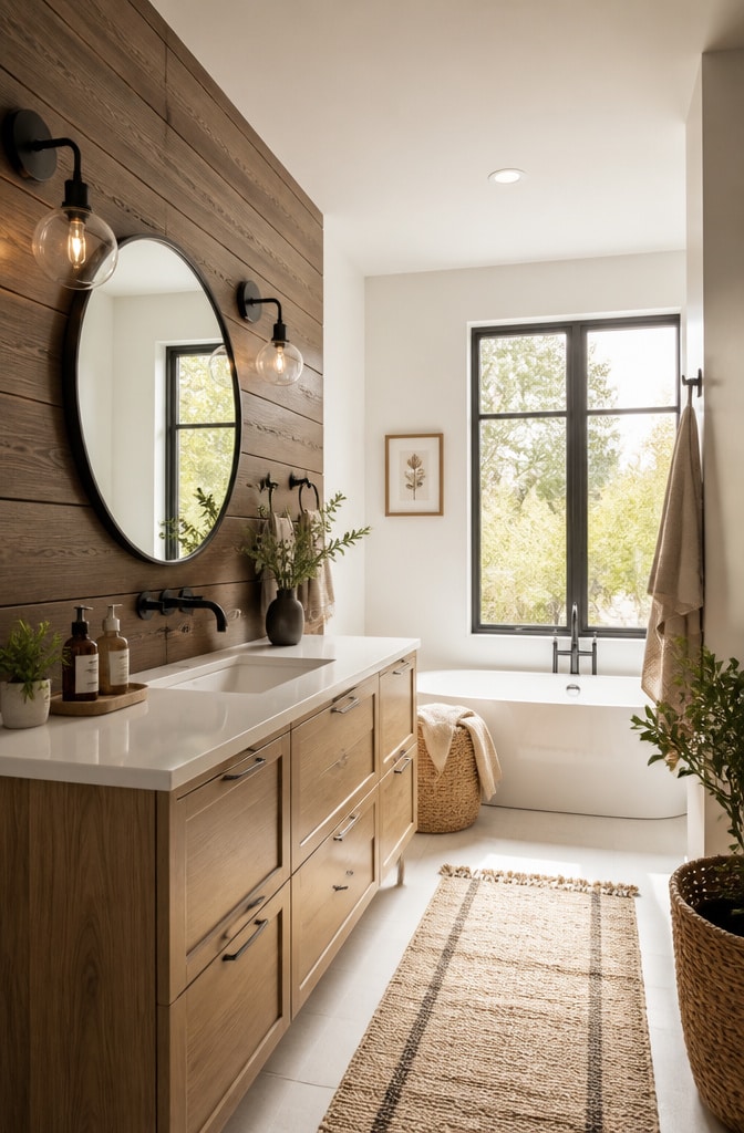 Warm Chocolate Brown Scandinavian Bathroom