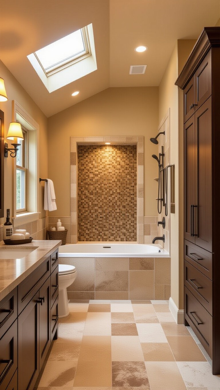 Warm Monochromatic Brown Bathroom