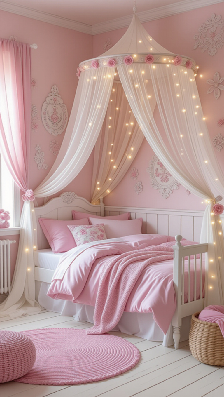 Whimsical Fairy Tale Pink and White Bedroom