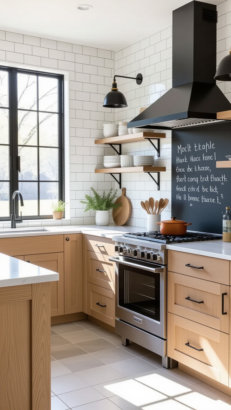 White Chalkboard Tile Kitchen Concept