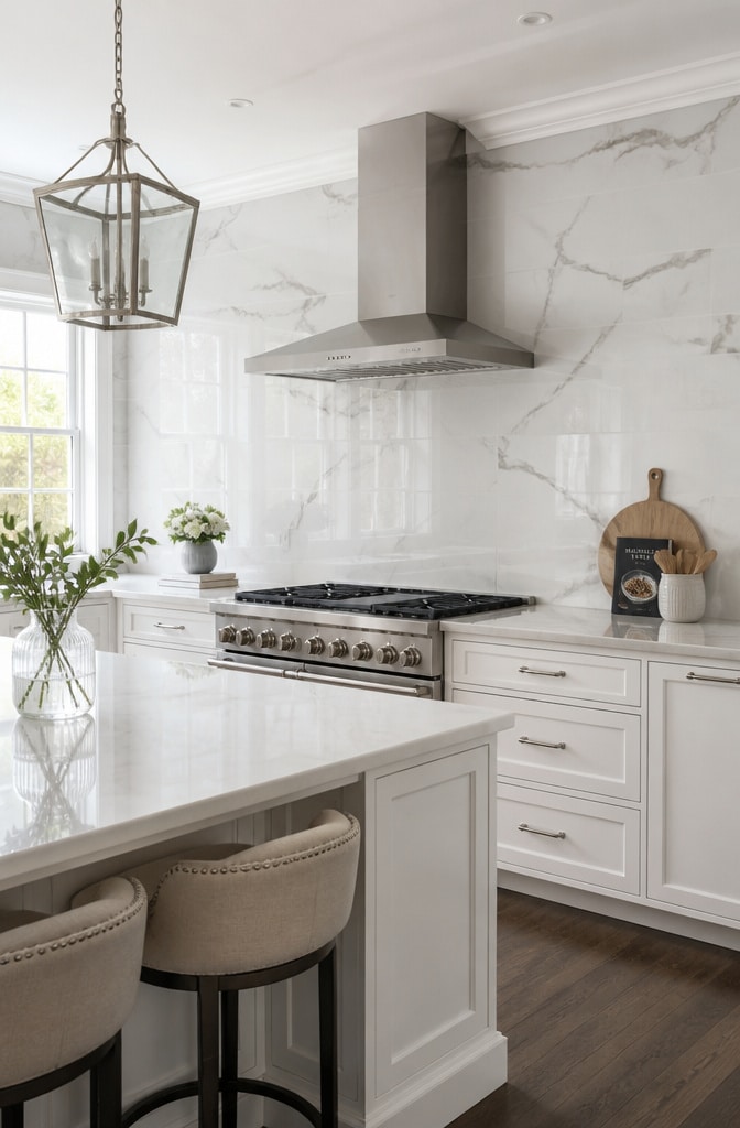 White Marble Effect Porcelain Tiles