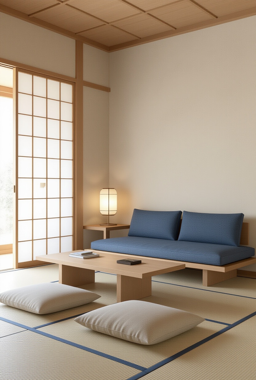 Zen Blue and Beige Meditation Space