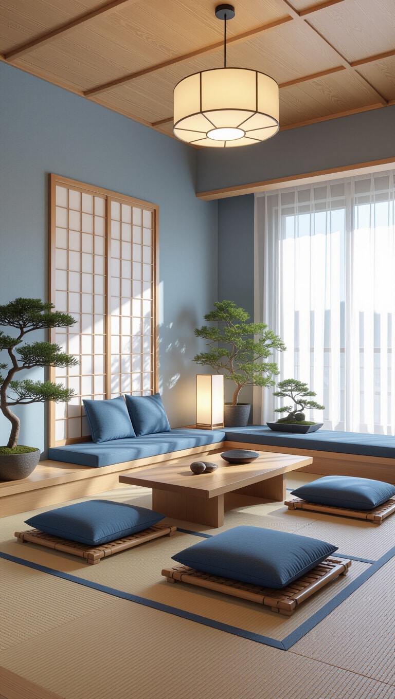 Zen Blue Tranquil Living Room