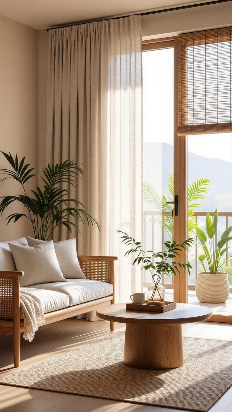 Zen Inspired Brown Bamboo Curtains