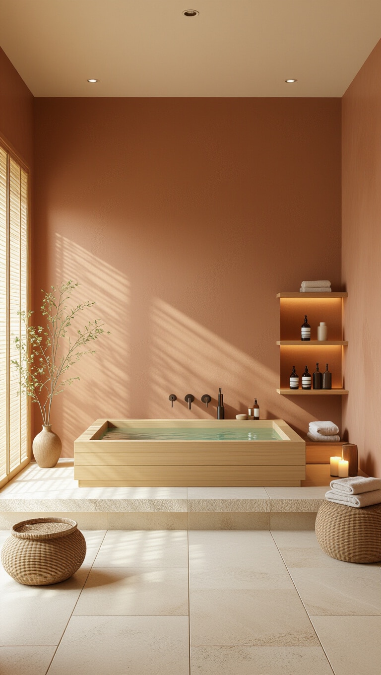 Zen-Inspired Brown Bathroom Sanctuary
