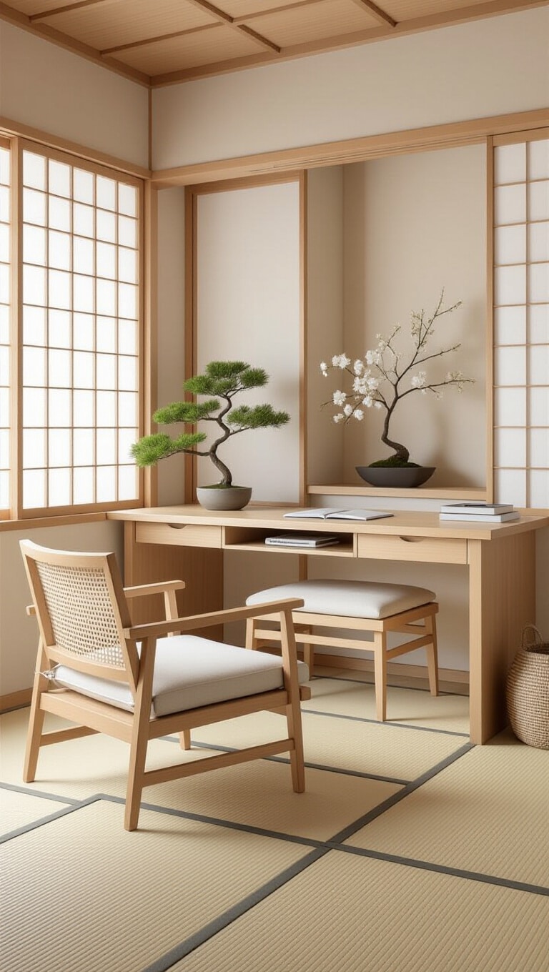 Zen Minimalist Japanese Home Office