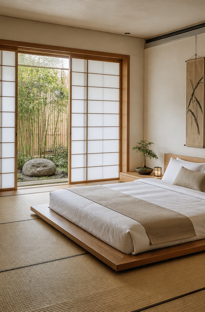 Zen White and Beige Japanese-Inspired Bedroom