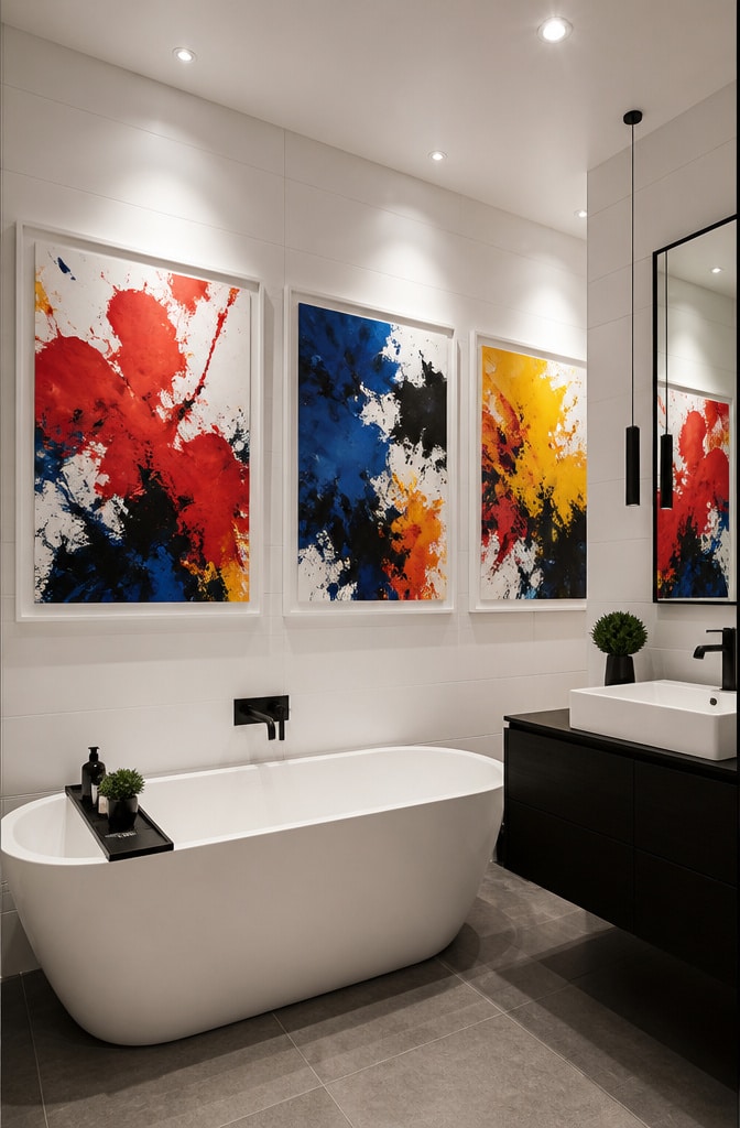 Abstract Color Splash Bathroom Prints
