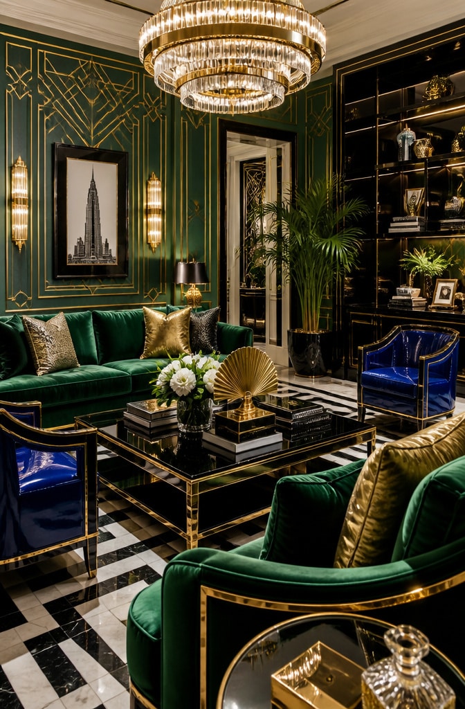 Art Deco Blue and Green Glamour