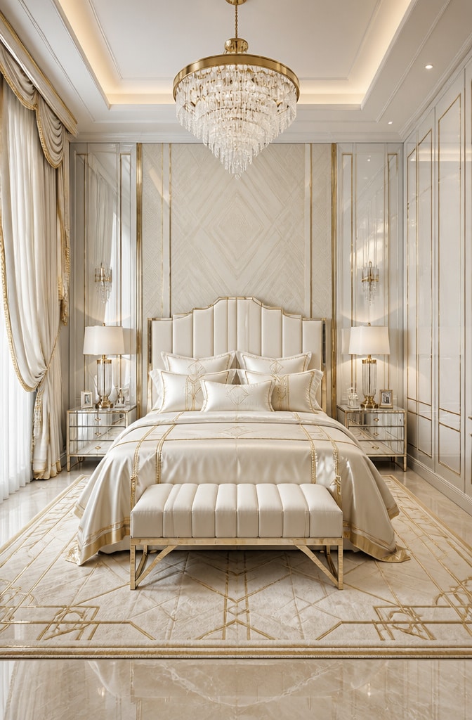 Art Deco Cream and White Glamour Bedroom