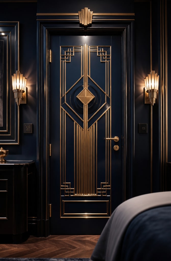 Art Deco Geometric Pattern Bedroom Door
