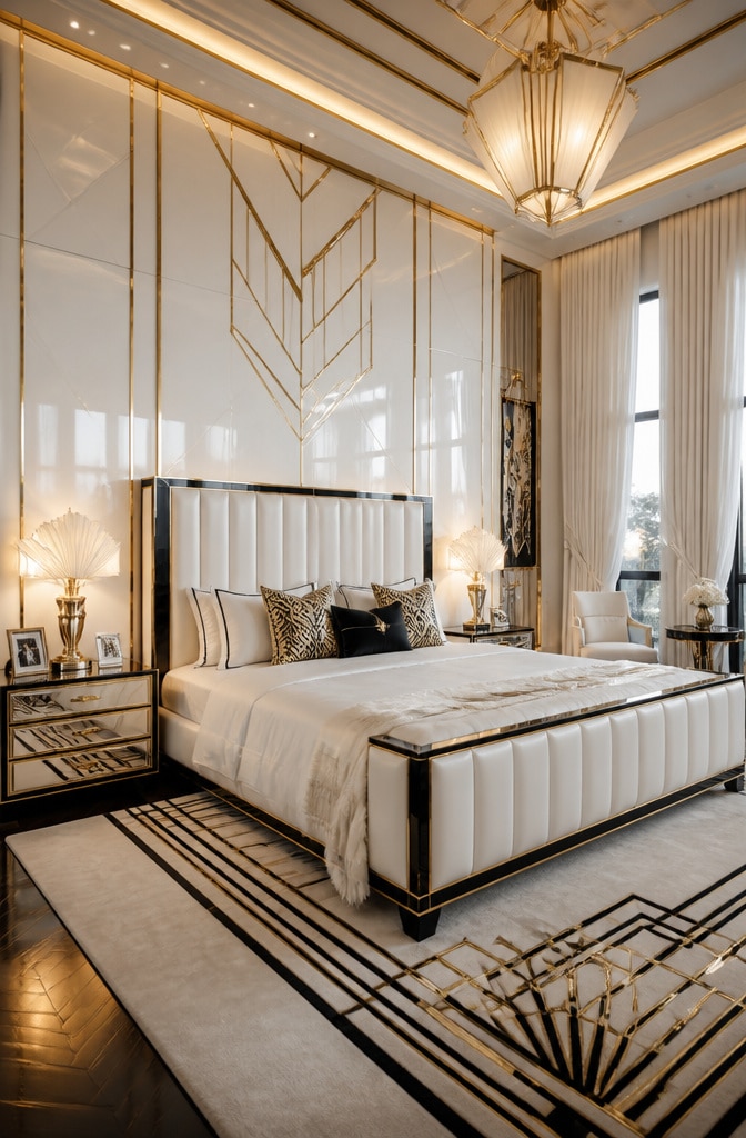 Art Deco White Luxe Bedroom