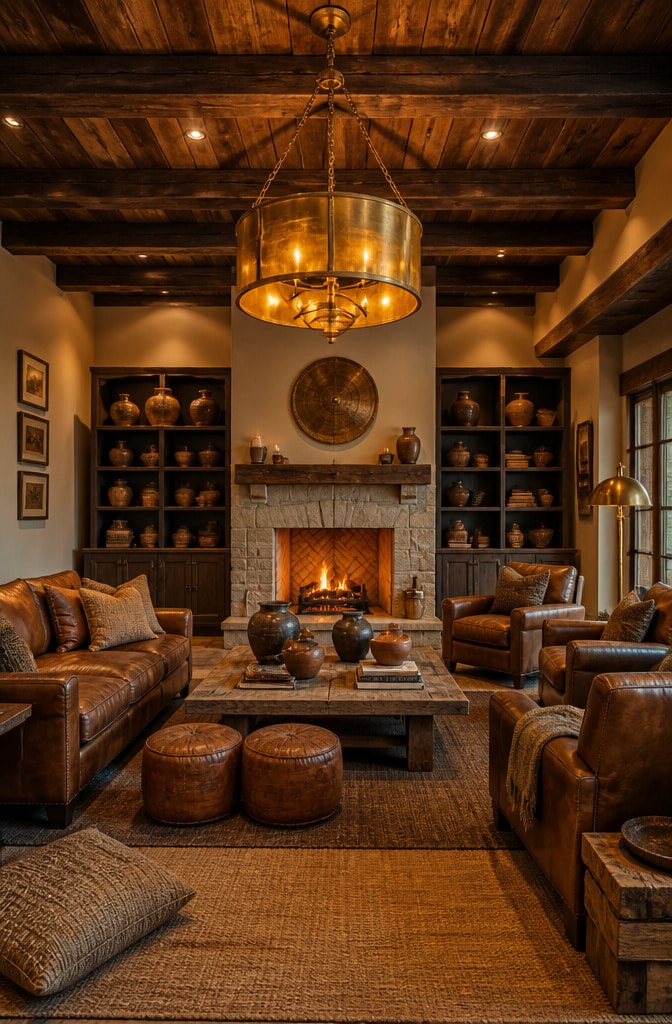 Artisan Brown and Gold Handcrafted Living Room