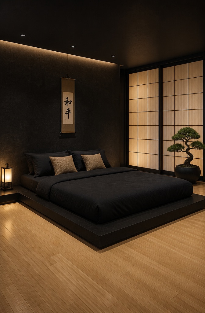 Black Zen Minimalist Bedroom