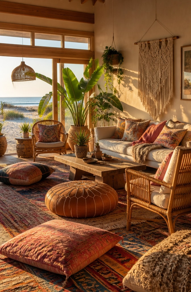 Bohemian Beachy Coastal Living Room