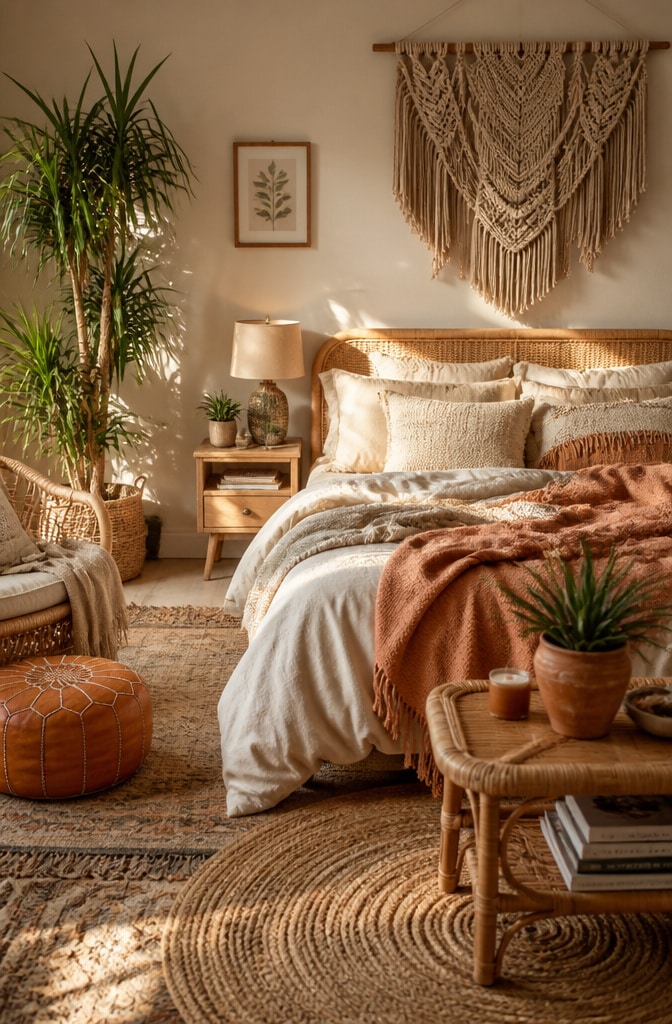 Bohemian Beige Bedroom Oasis