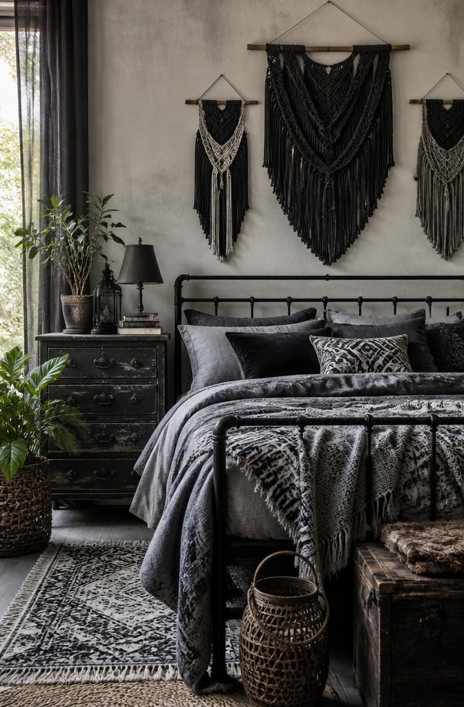 Bohemian Black and Grey Bedroom