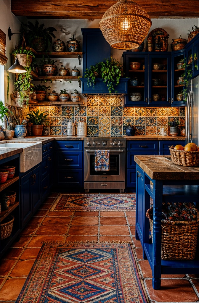 Bohemian Blue Eclectic Kitchen