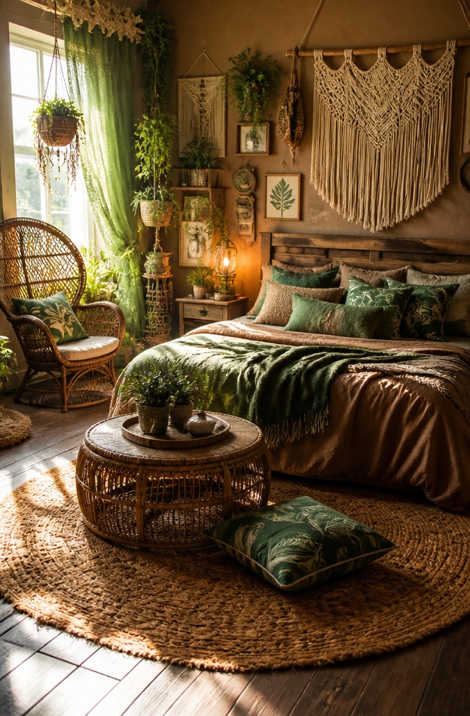 Bohemian Brown and Green Oasis