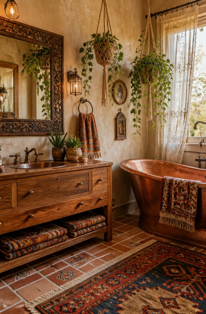 Bohemian Chic Light Brown Bathroom
