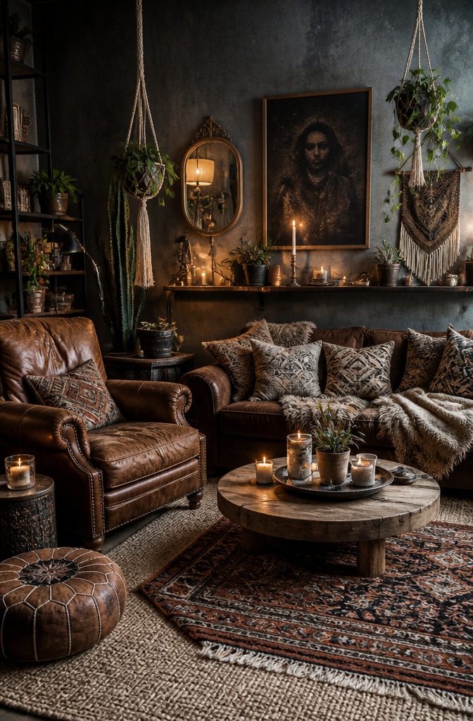 Bohemian Grey and Brown Living Room
