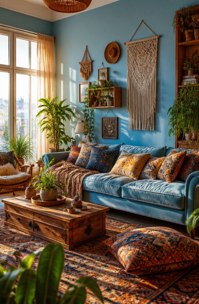 Bohemian Sky Blue Living Room
