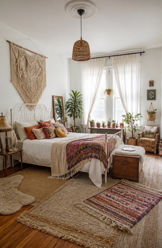 Bohemian White Eclectic Bedroom
