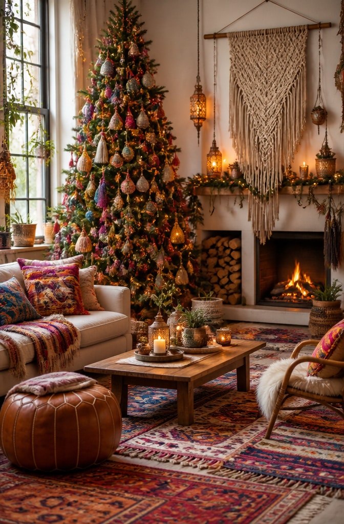 Boho Chic Holiday Living Room