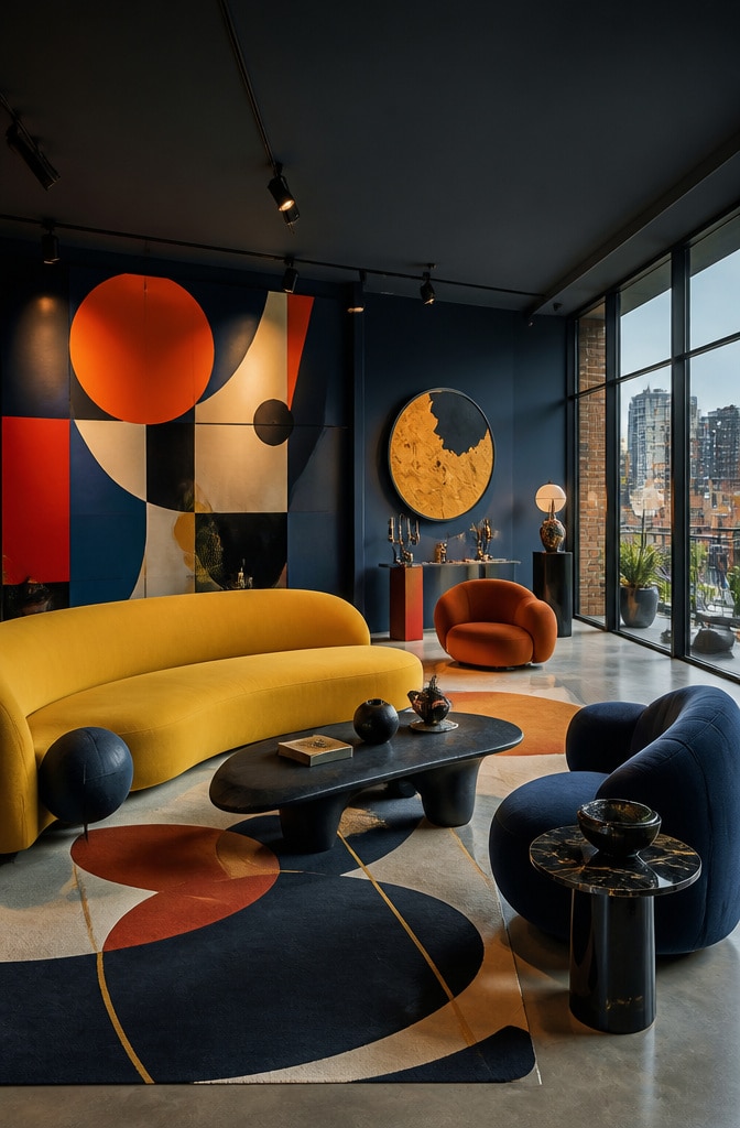 Bold Artistic Hague Blue Living Room