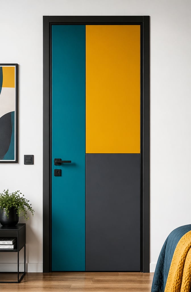 Bold Color Block Bedroom Door