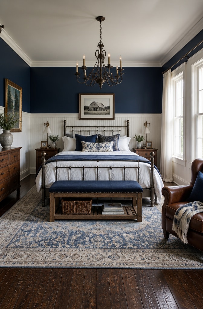 Bold Navy Blue Farmhouse Elegance