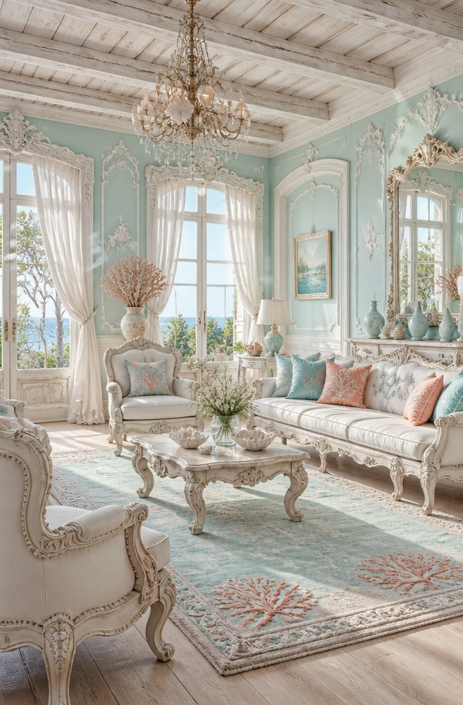 Bright Coastal Rococo Lounge