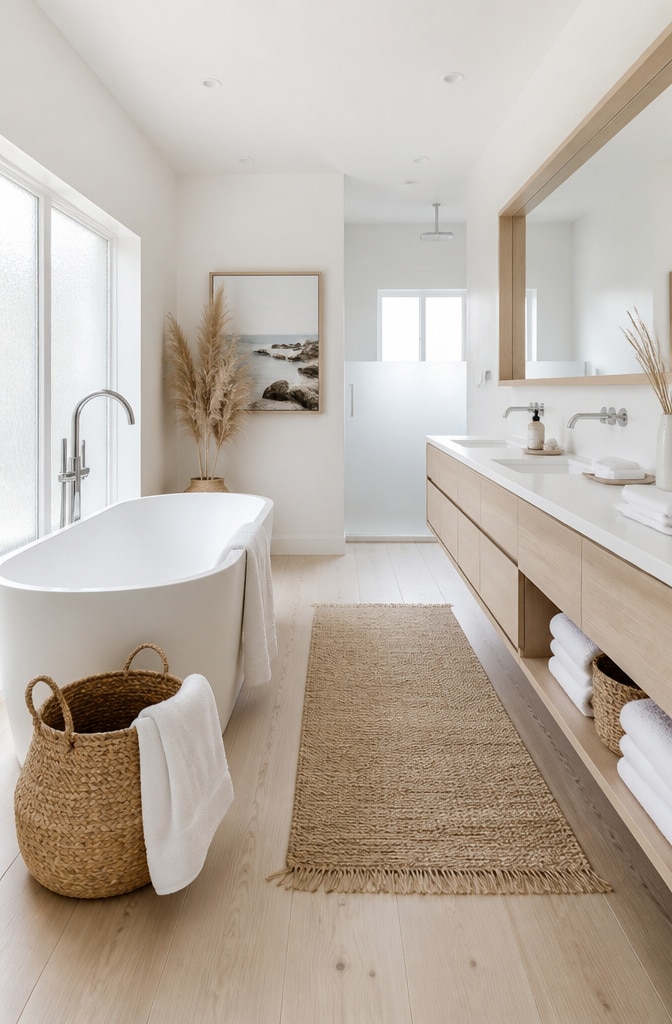 Bright Scandinavian Coastal Spa Bathroom