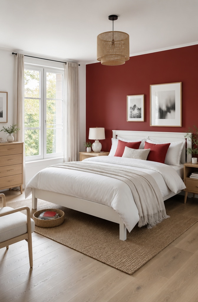 Cherry Red Scandinavian Cozy Bedroom