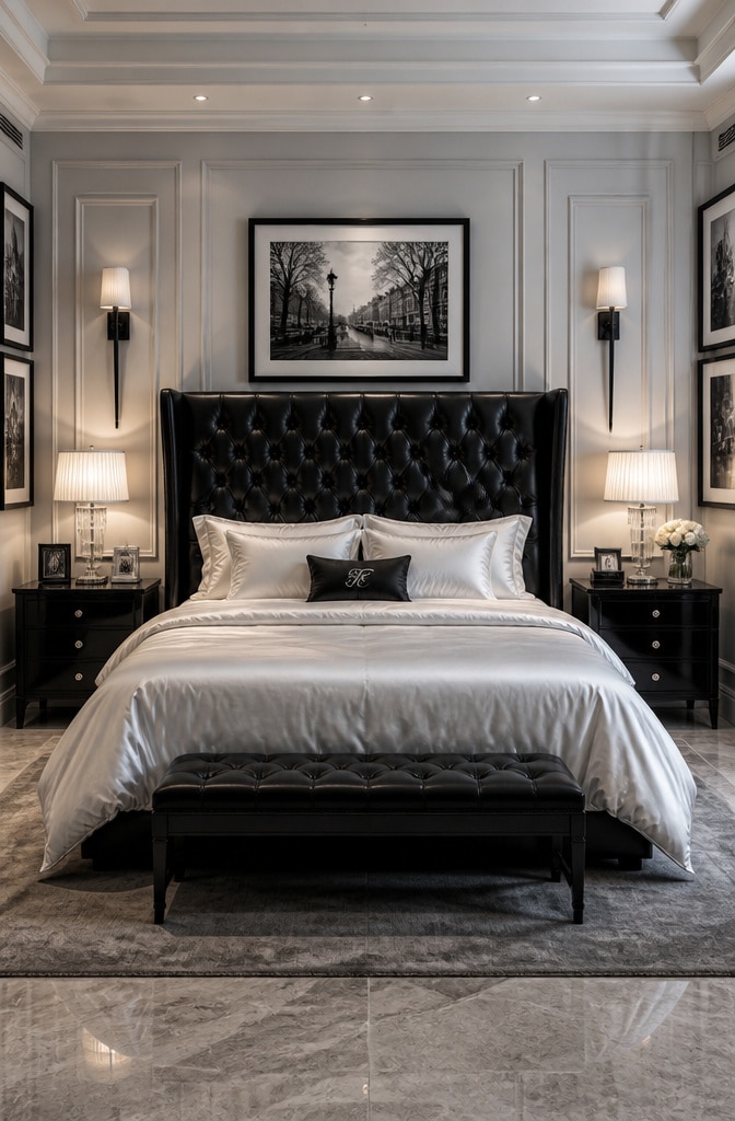 Classic Black and White Elegance Bedroom