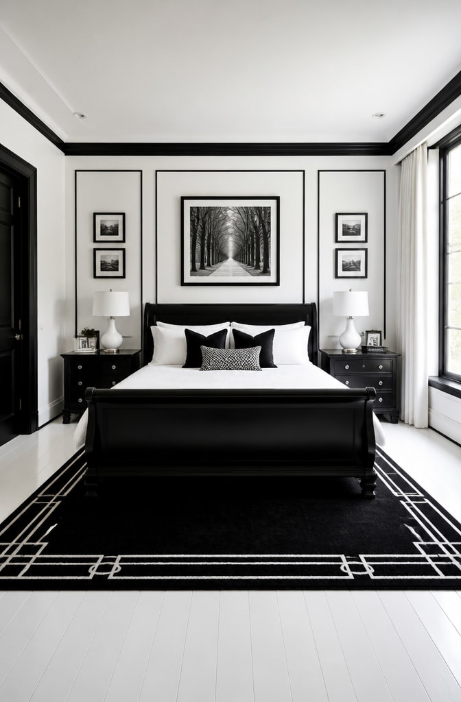 Classic Black and White Monochrome Bedroom