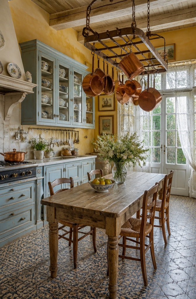 Classic Blue and Yellow French Country Kitchen